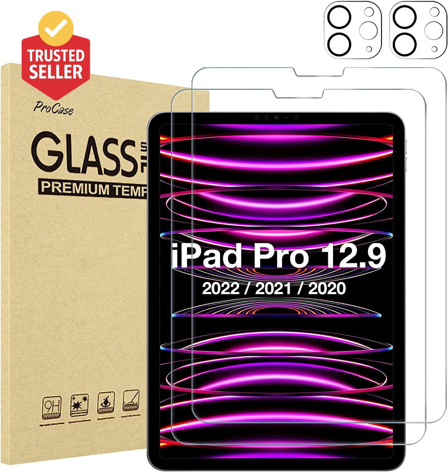 2+2 Pack Screen Protector for Ipad Pro 12.9 Inch 6Th 5Th 4Th Generation 2022 202