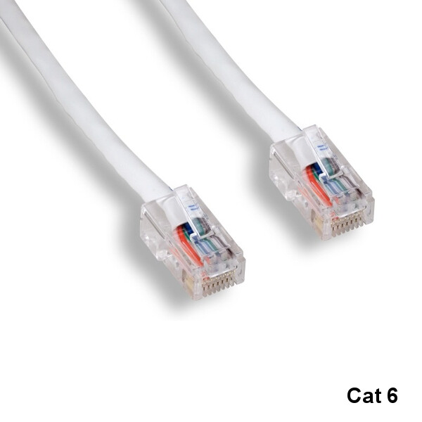 Kentek White 25ft Cat6 UTP Patch Cord No Boot 24AWG 550MHz Pure Copper Ethernet