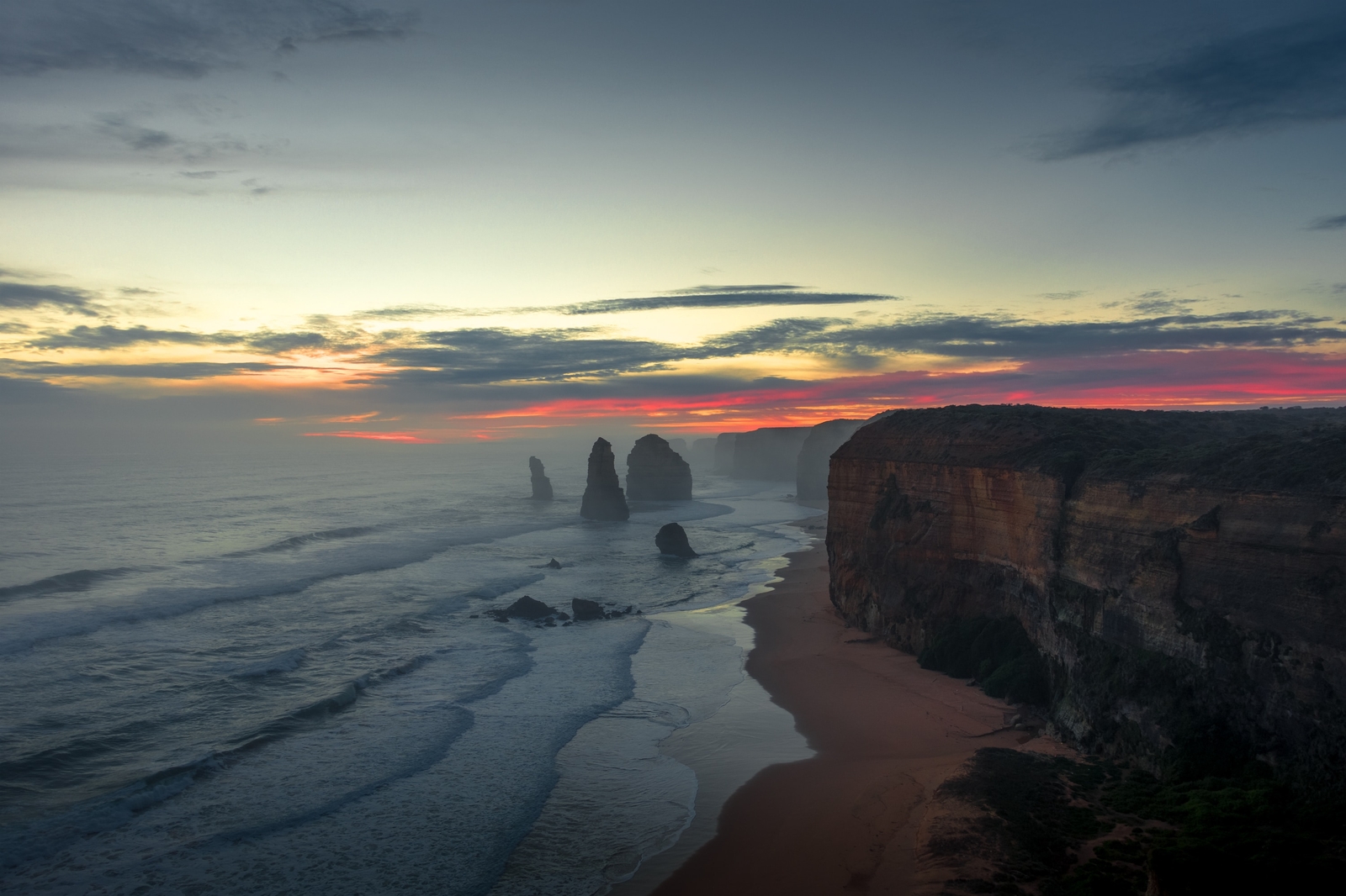 Landscape sea coast sunset cliff mist twelve apostles Custom Gaming Mat Desk