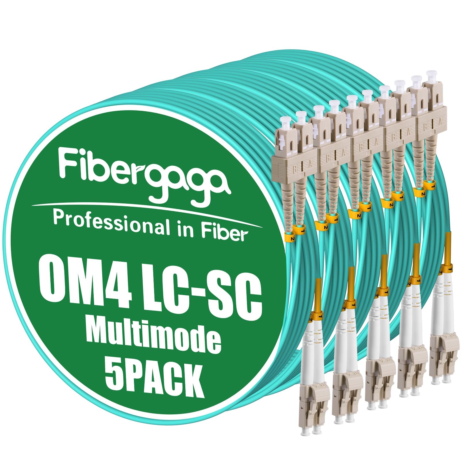 5 PCS 2m 7ft OM4 LC To SC Multimode Duplex Fiber Patch Cable 50/125m 1G/10GB