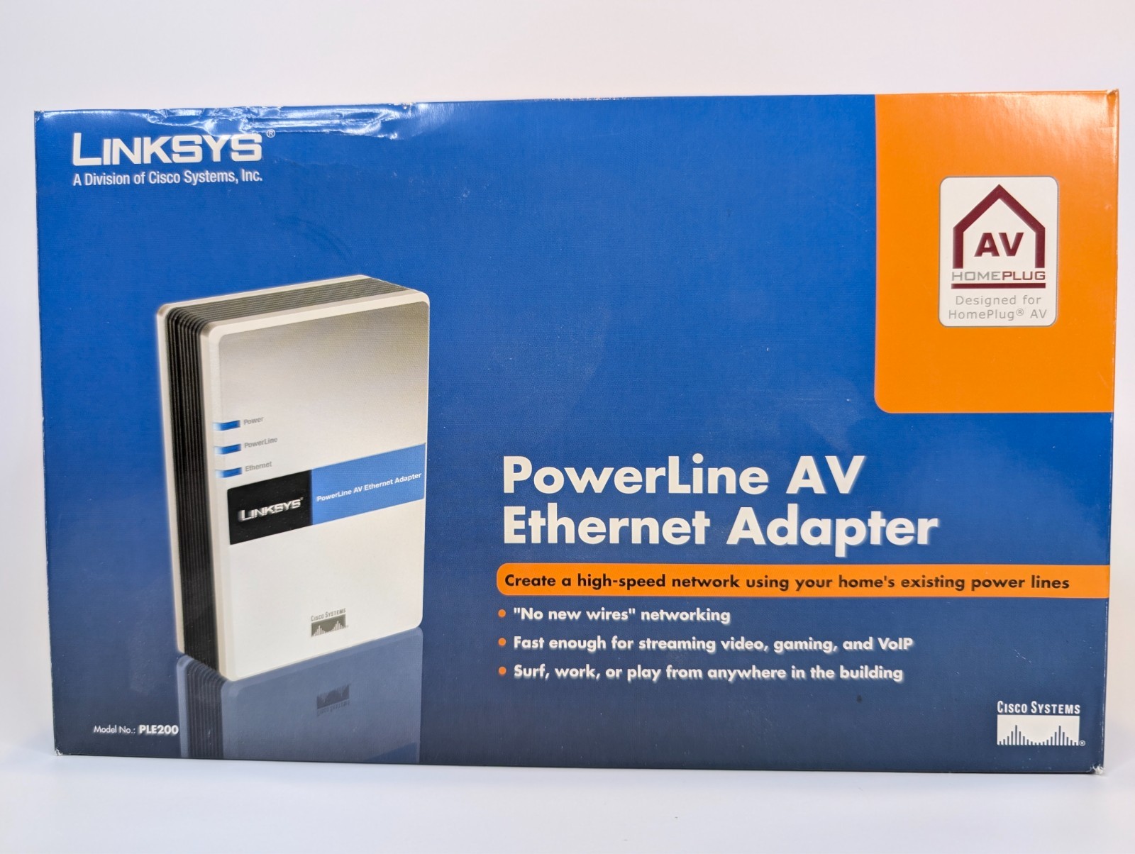 Linksys Power Line Av Ethernet Adapter PLE200 - COMPLETE IN BOX