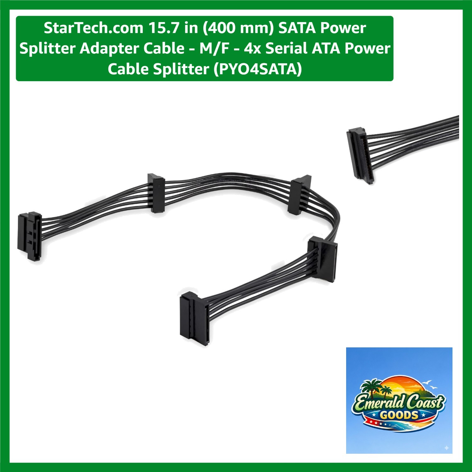 15.7 in 400 mm SATA Power Splitter Adapter Cable - M/F - 4x Serial ATA Power ...