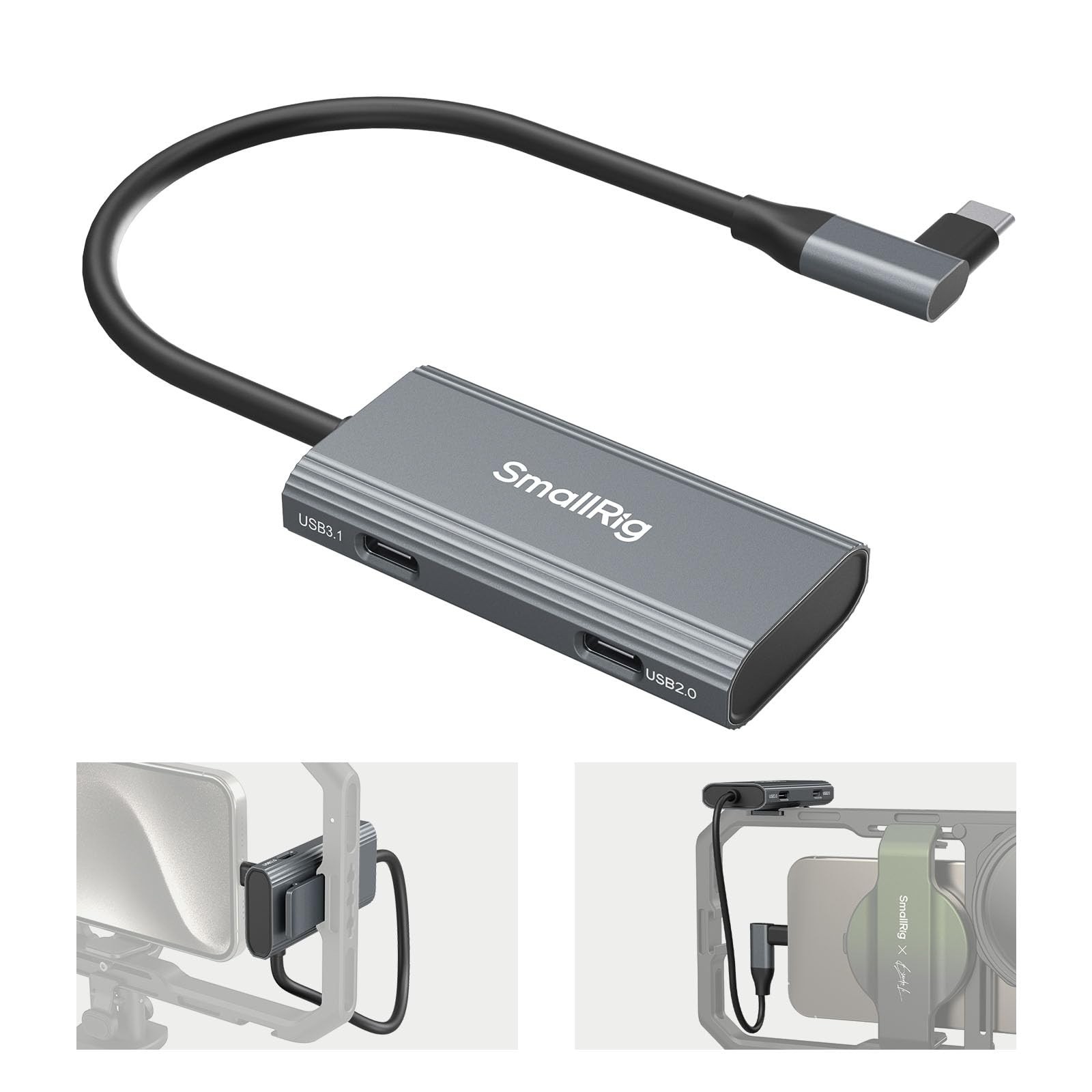 4-in-1 USB-C Hub with Cold Shoe Mount, Multiport Adapter for Camera & Laptop