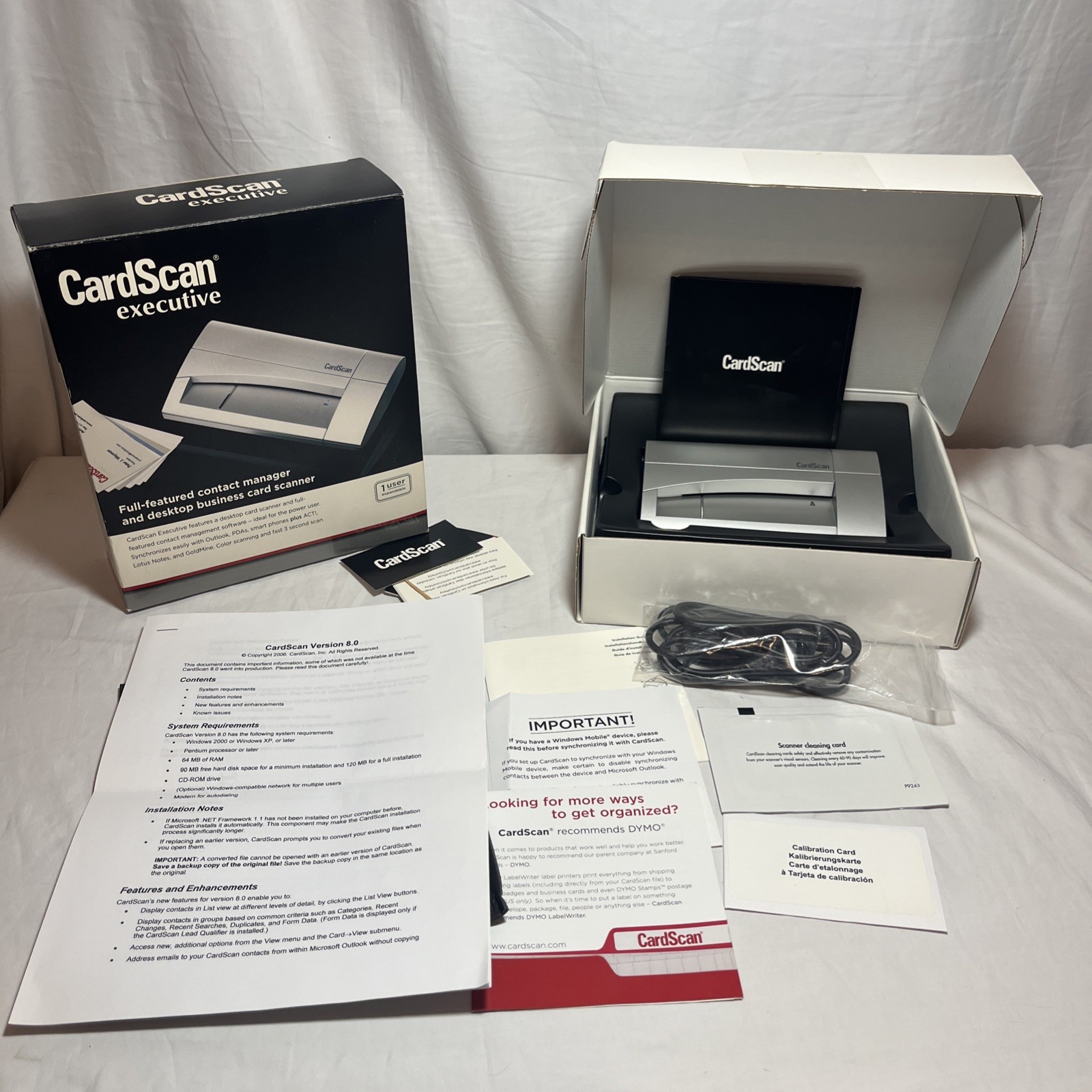 CardScan Executive 800c Desktop Card Scanner Full Featured Contact Manager READ