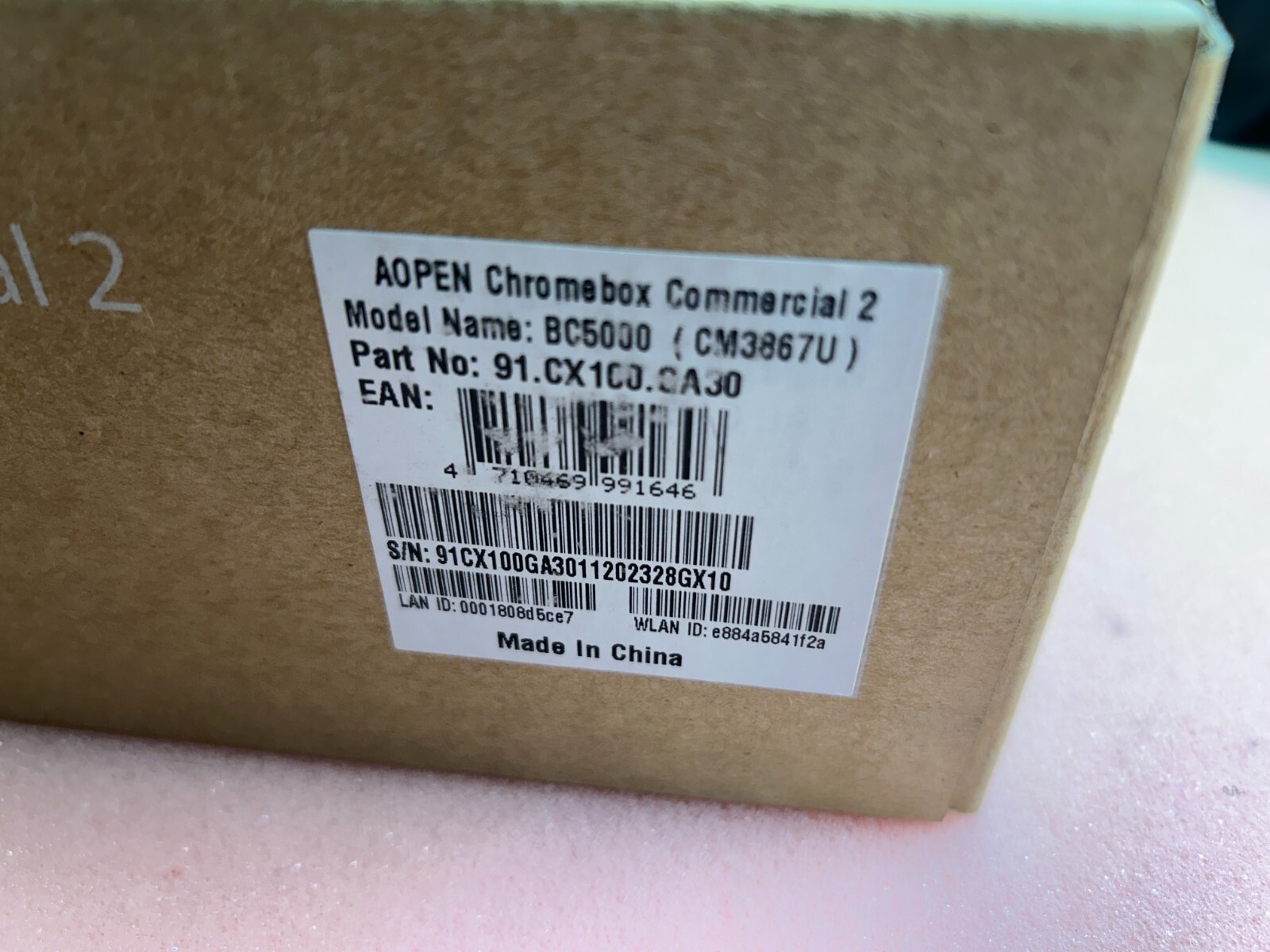 New - AOpen Chromebox Commercial 2 BC5000 (CM3867U) 91.CX100.GA30