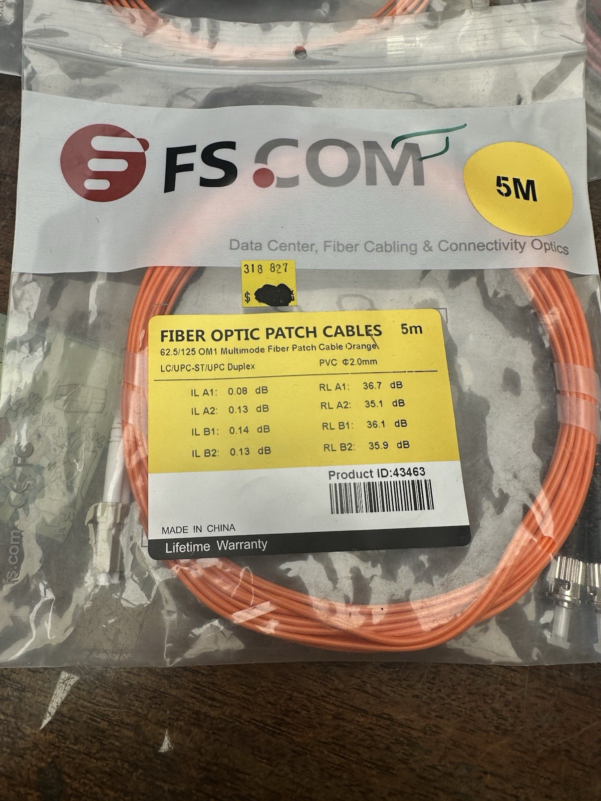 Fs.com - Duplex Om1 Multimode Fiber Patch Cable 5 Meter