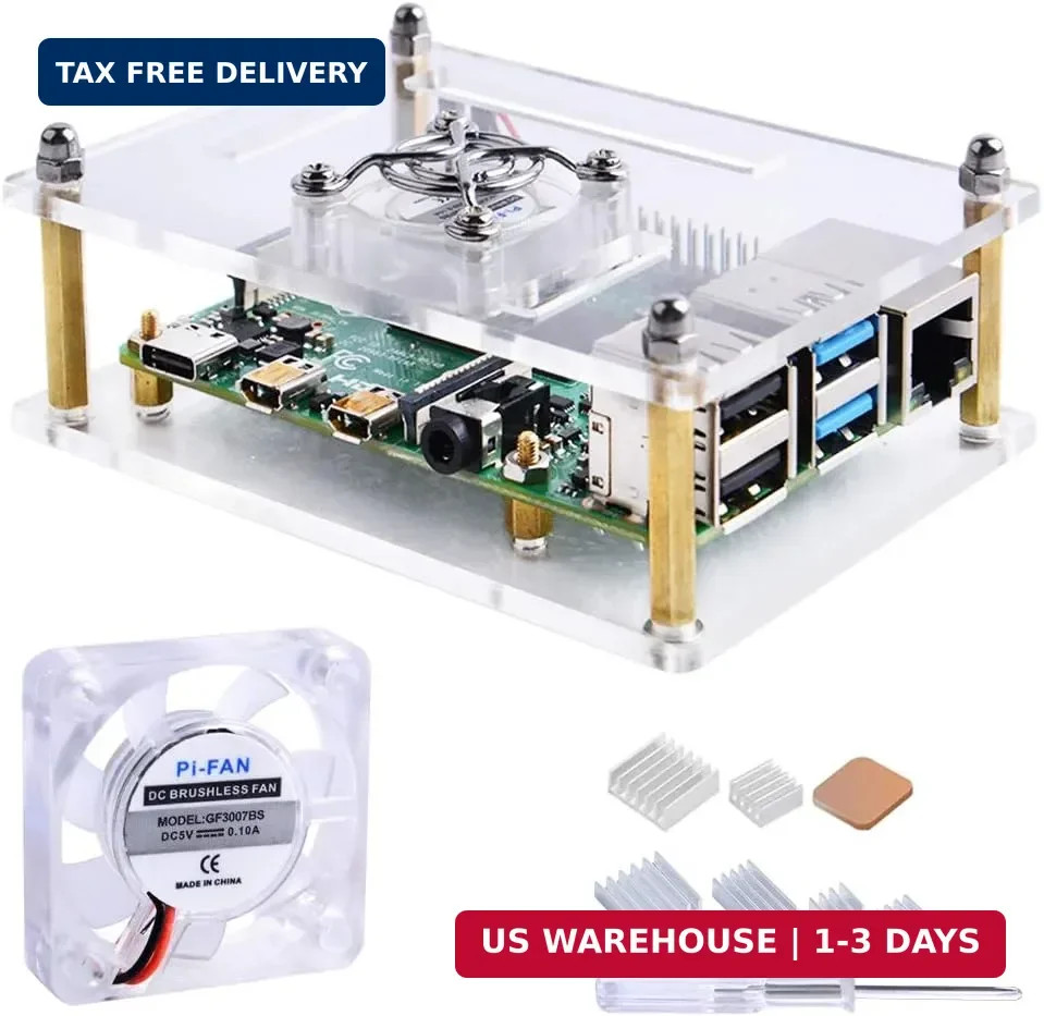 GeeekPi Acrylic Case for Raspberry Pi 4 Model B & Raspberry pi 3 Model B+, Pi Ca