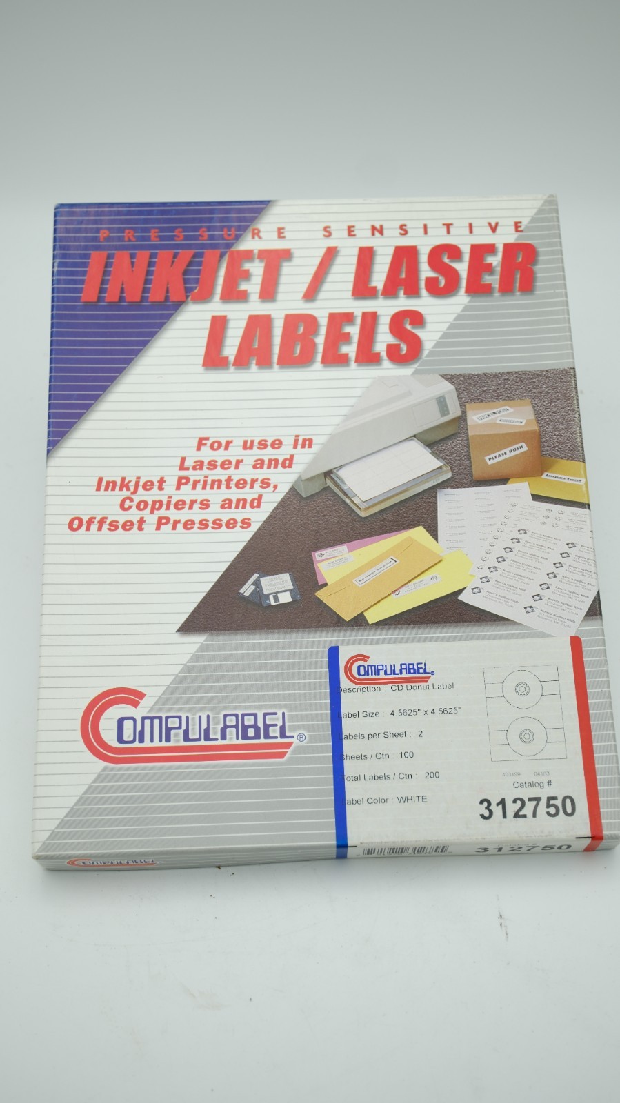 200 Pak Matte Finish CD/DVD HUB LABELS (100 sheets, 2 per sheet) 4.5625"x5.5625"