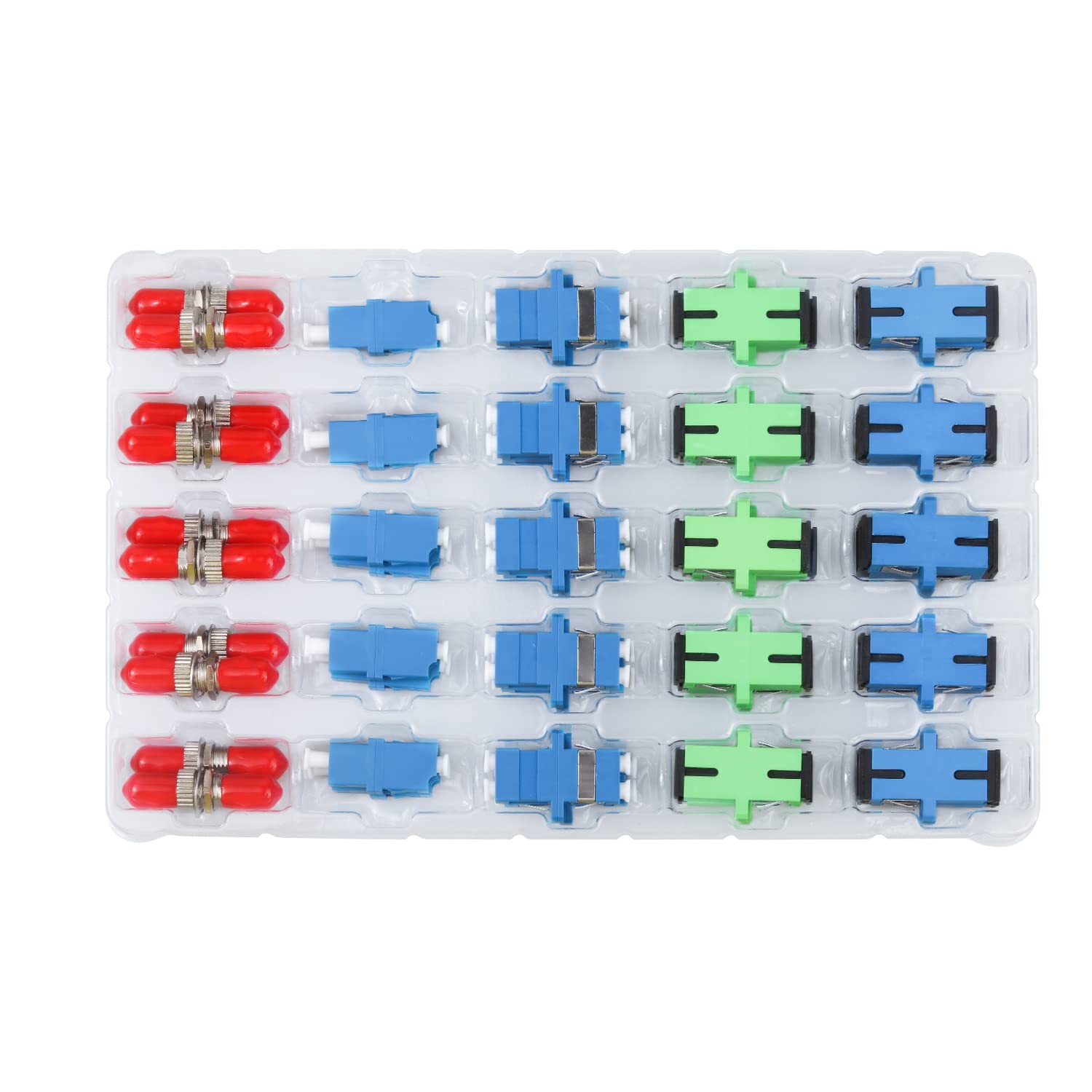 50 PCS Fiber Optic Adapter Couplers Kit Fits SC/UPC SC/APC ST LC 5 Styles