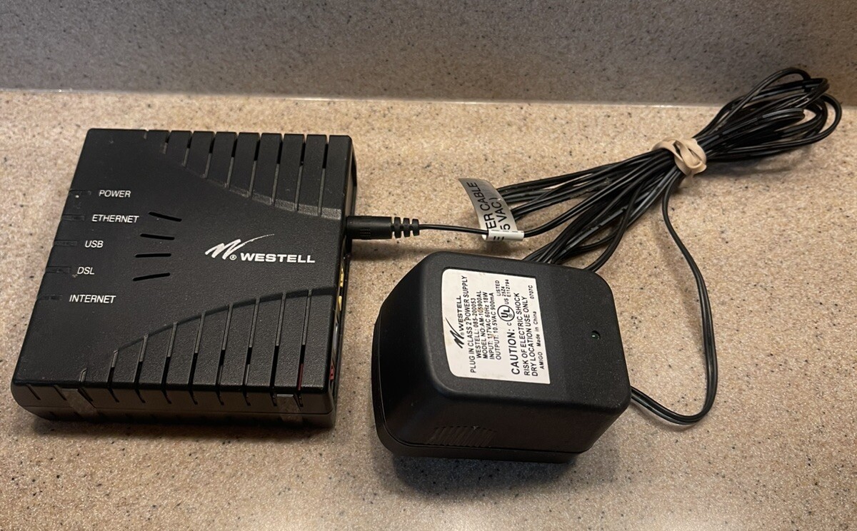 Westell E90-610030-06 DSL2+Router Wind River & AC Adapter Tested Works