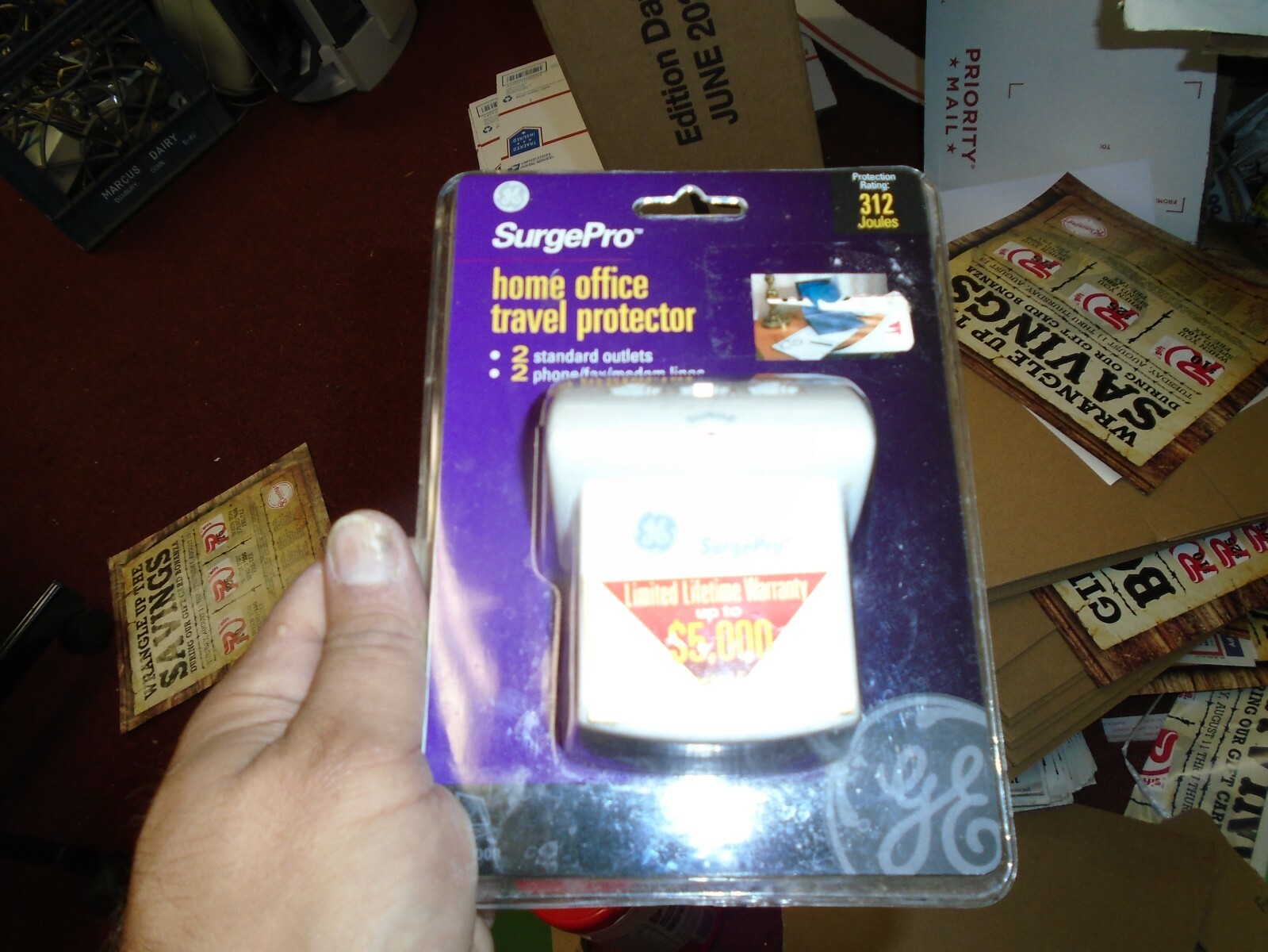 GE Surge Pro Protector 312 Joules Outlet Modem Phone Fax NEW SEALED BOX  #55294 
