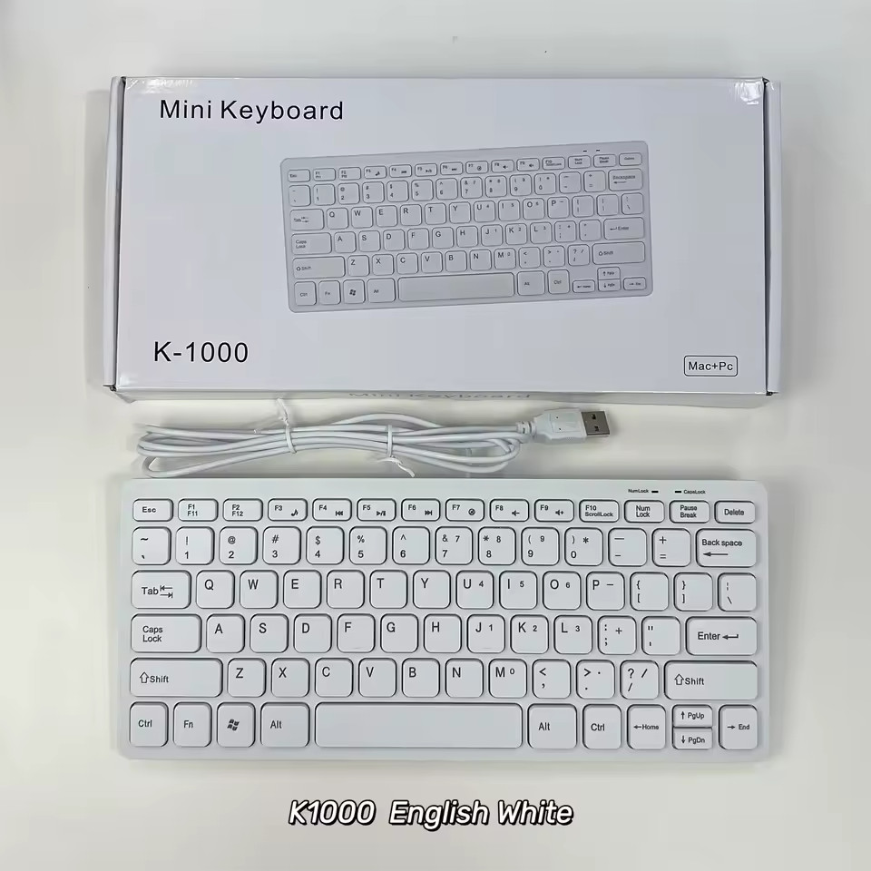 Ultra Thin Mini USB Wired Keyboard 78 Key Compact Slim Portable Desktop PC Lapto
