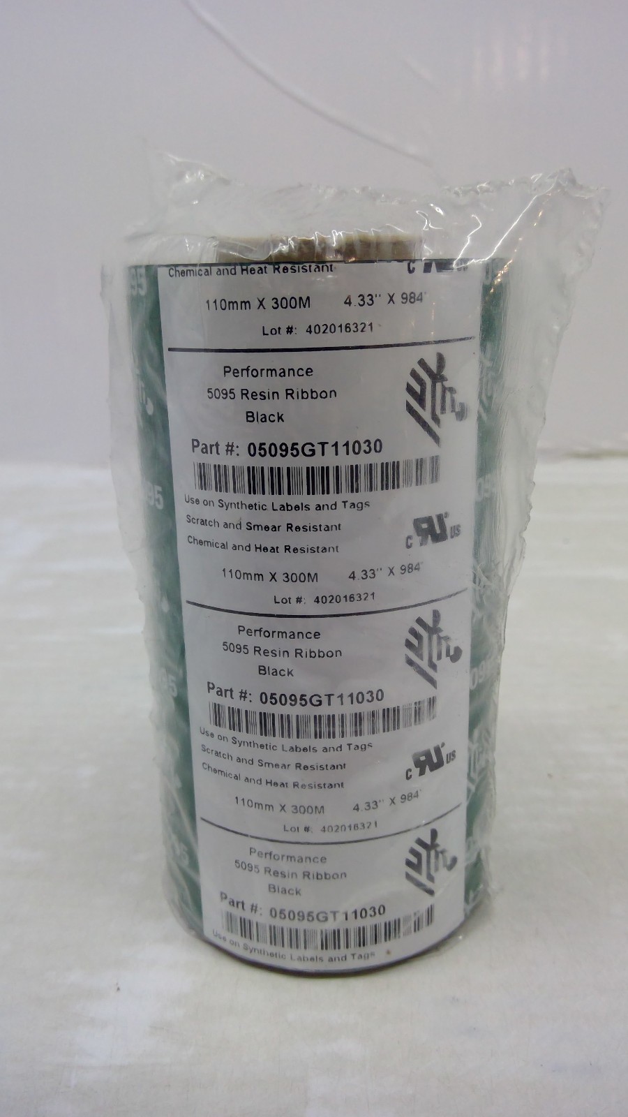 Genuine Zebra 5095 Black Resin Ribbon 4.33x 984' (Single Roll)  05095GT11030