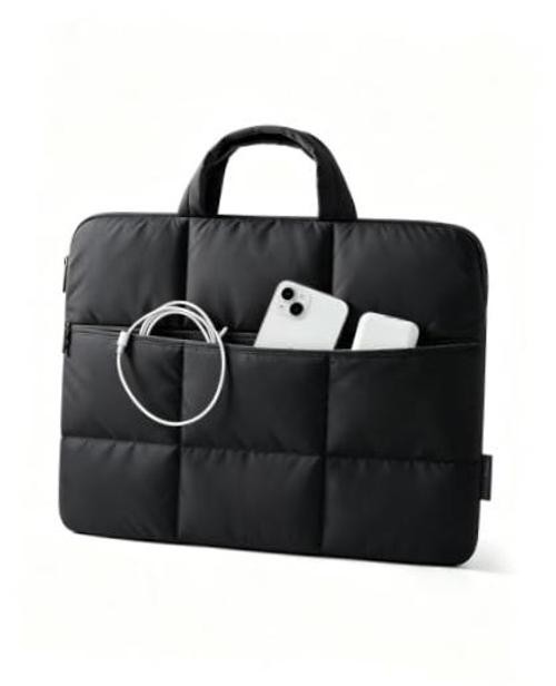 Laptop Sleeve Puffer Slim Protective Case for Women 15.6 Inch Black