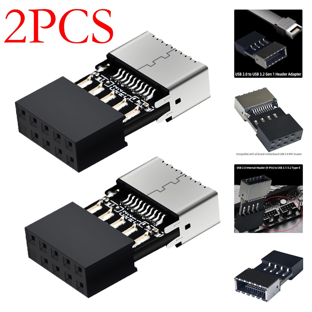 2X Comeap USB 2.0 to USB 3.2 Gen 1 Header Extension Adapter for Mainboard 9 pins