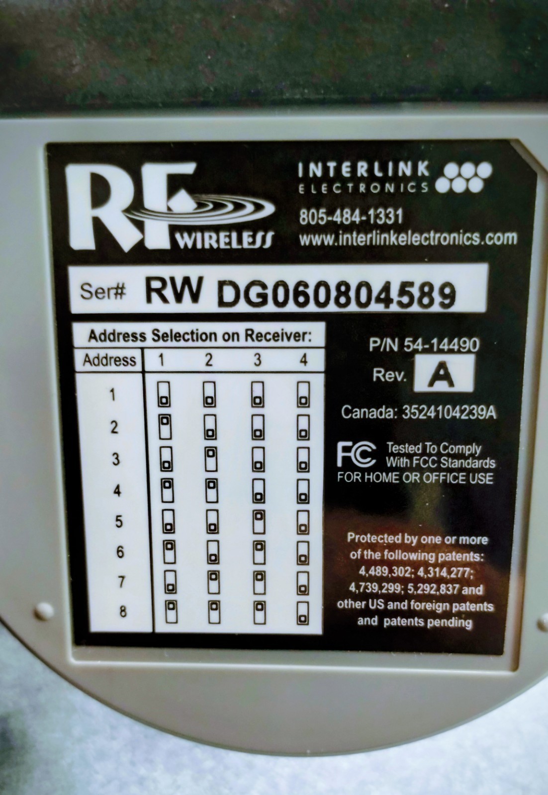 Interlink Electronics 50-14490 RF USB Wireless Keyboard Receiver - USED