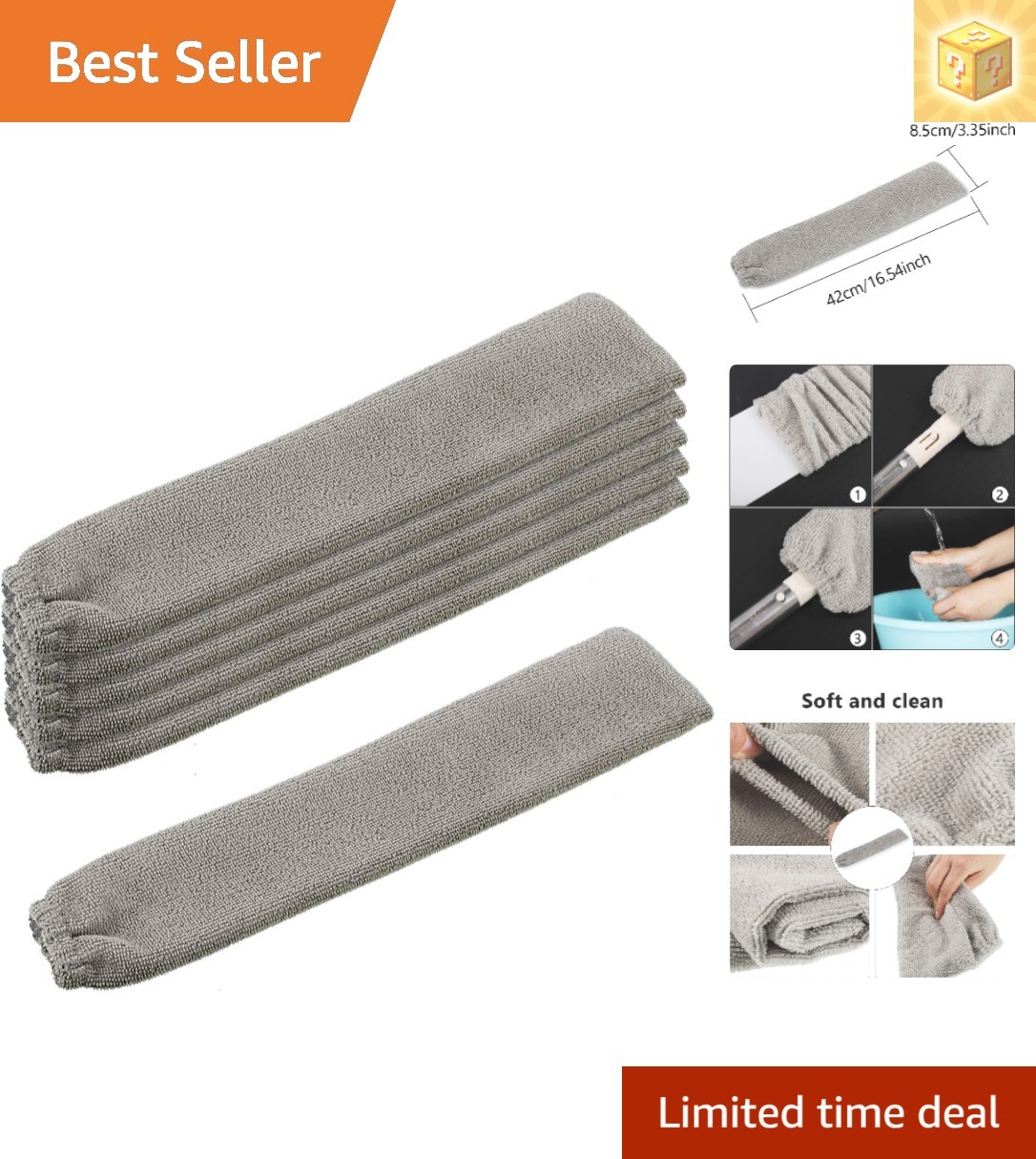 6 Count Microfiber Dust Cleaner Refills for Hard-to- Areas - Durable & Thin