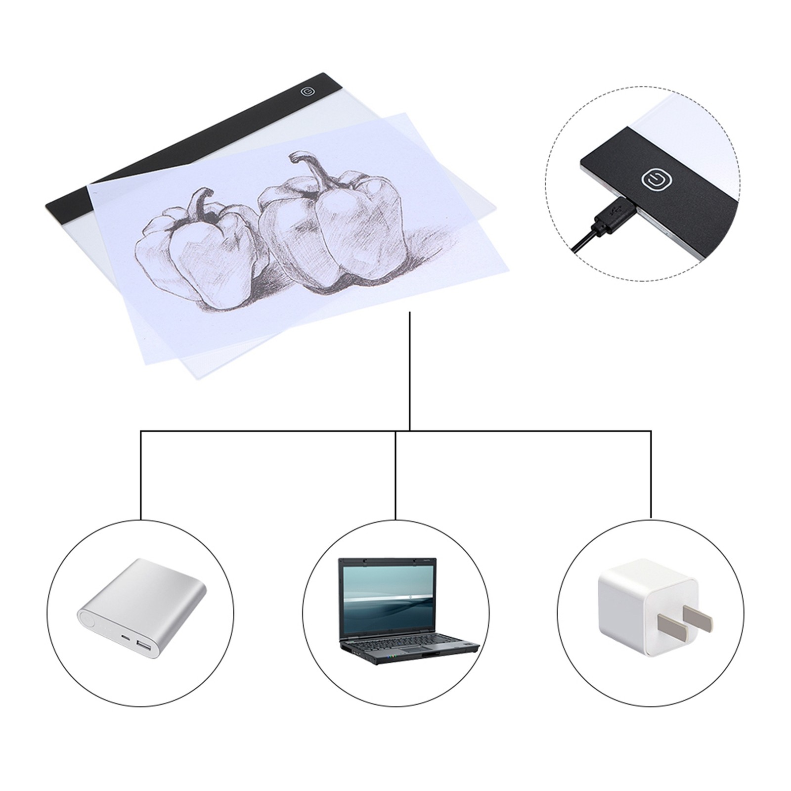 3 Levels Dimmable Brightness Adjustable LED Graphic Tablet Writing Painting PIJW