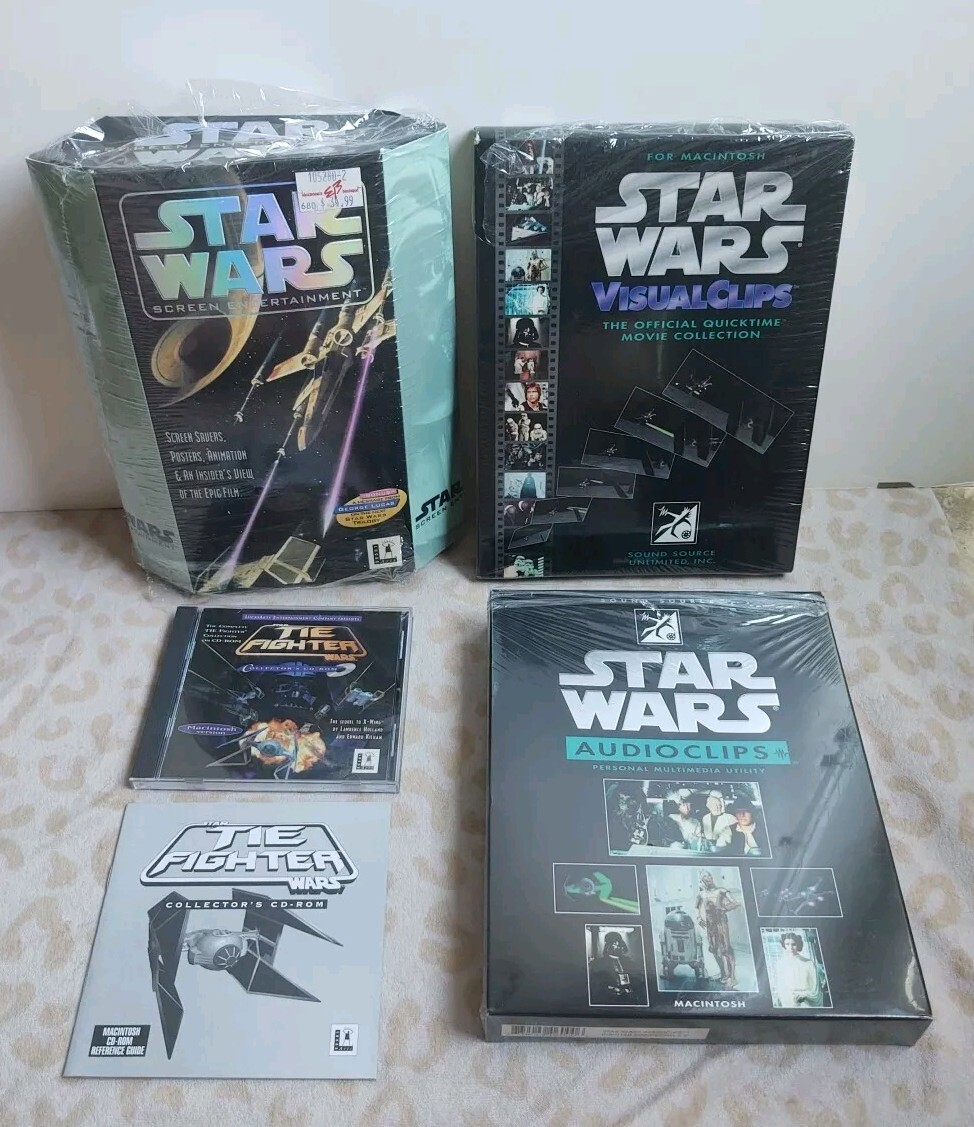 RARE STAR WARS 90s Apple MAC Programs Computer Audio Video Mint In Box LucasArts