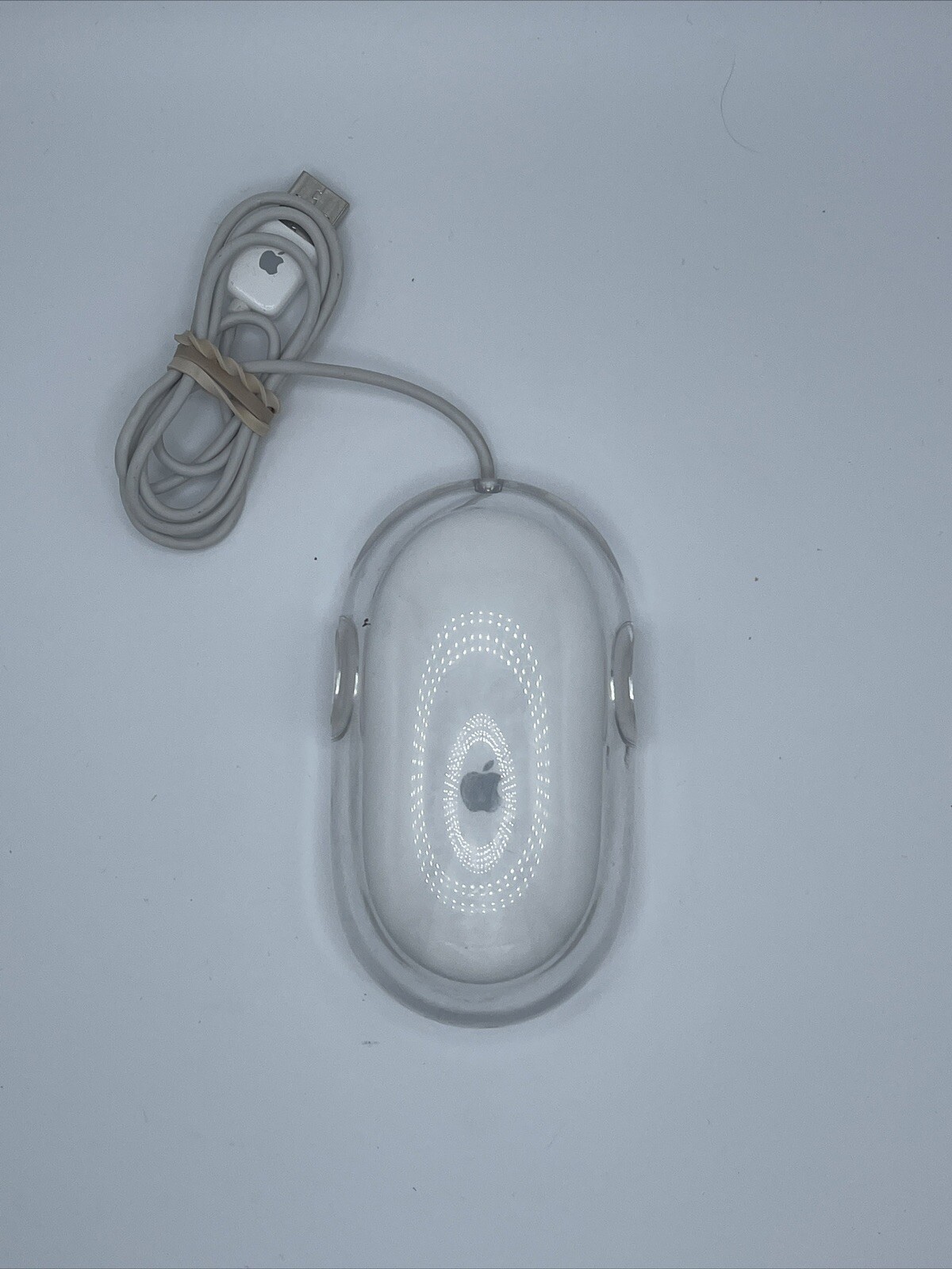 Genuine Apple Rare White Transparent Macintosh Mac USB Mighty Mouse M5769 E