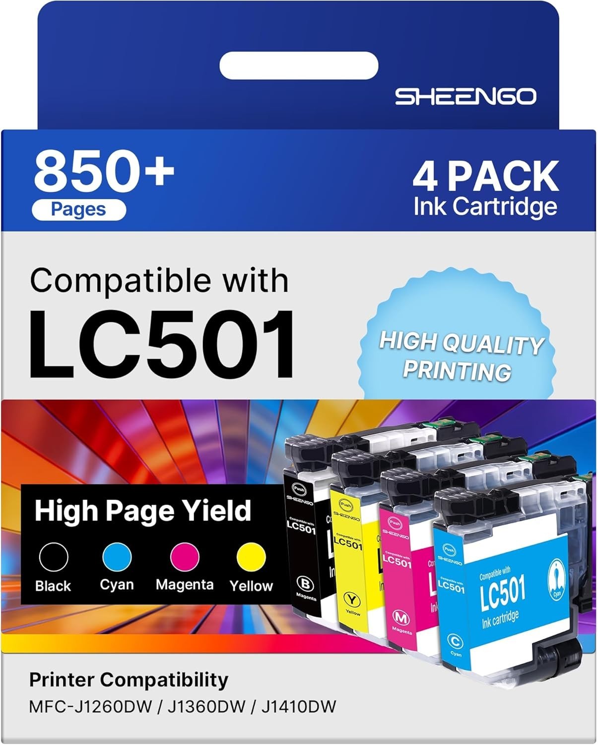 SHEENGO LC501 Ink Cartridges Compatible for Brother LC501 Ink Cartridge LC501XL