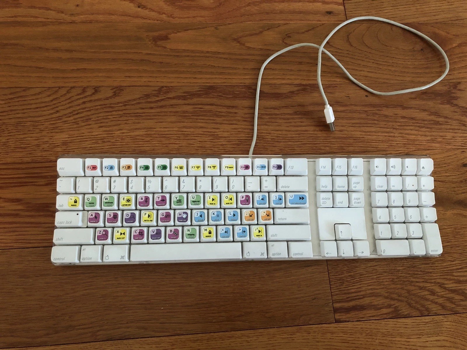 Apple A1048 Digidesign USB Wired Avid Logic Keyboard Final Cut Pro Colored Keys