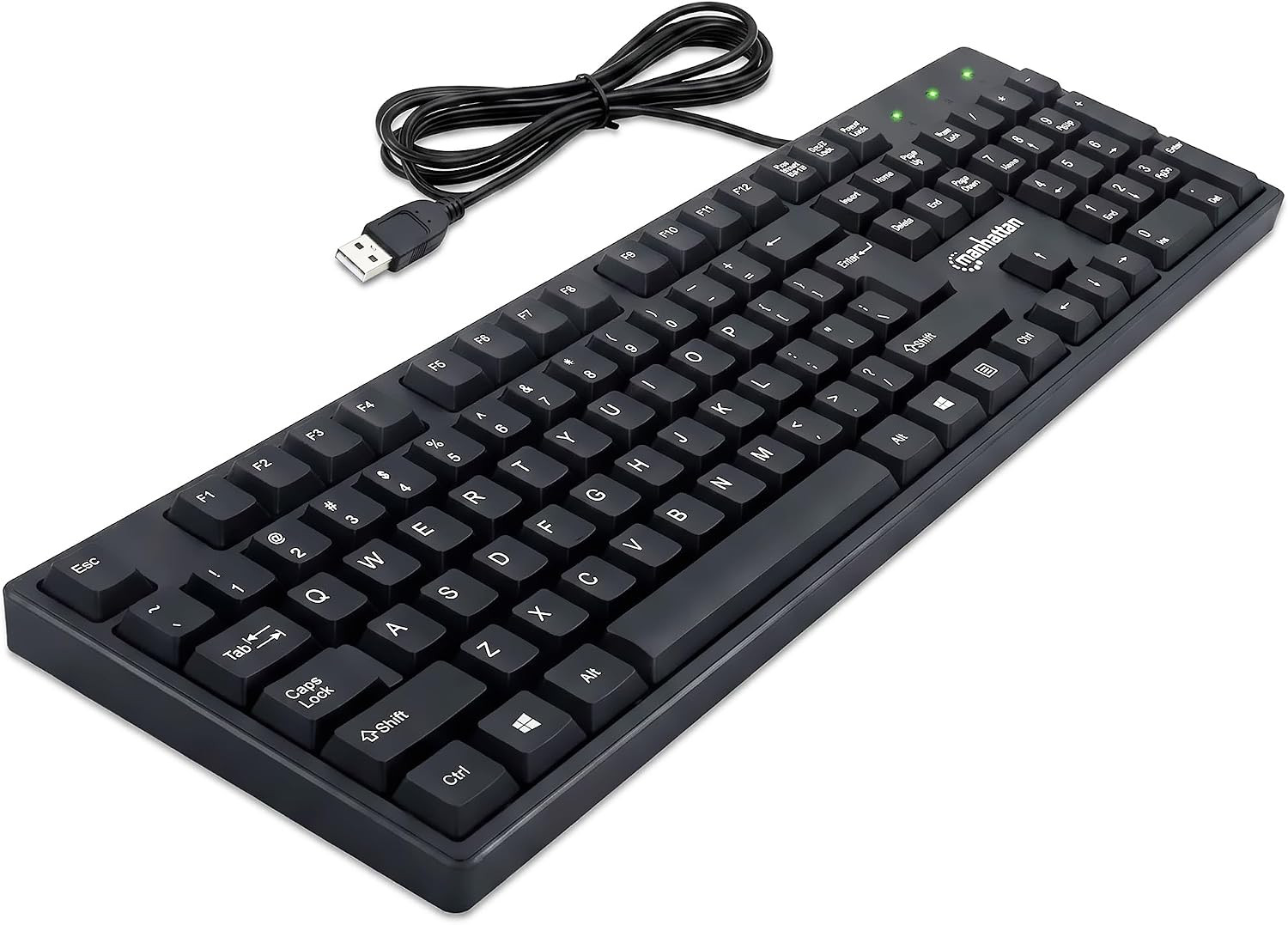 Wired USB Computer Keyboard 104 Keys Black with 4.5Ft Cable for Windows PC Lapto