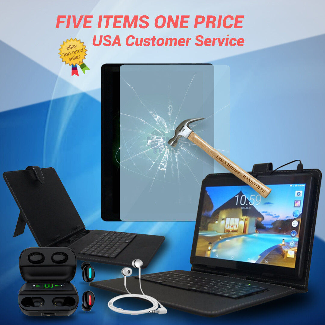 10 inch Google Android 7 Tablet PC GSM Unlock | Keyboard Case Wireless Ear Buds