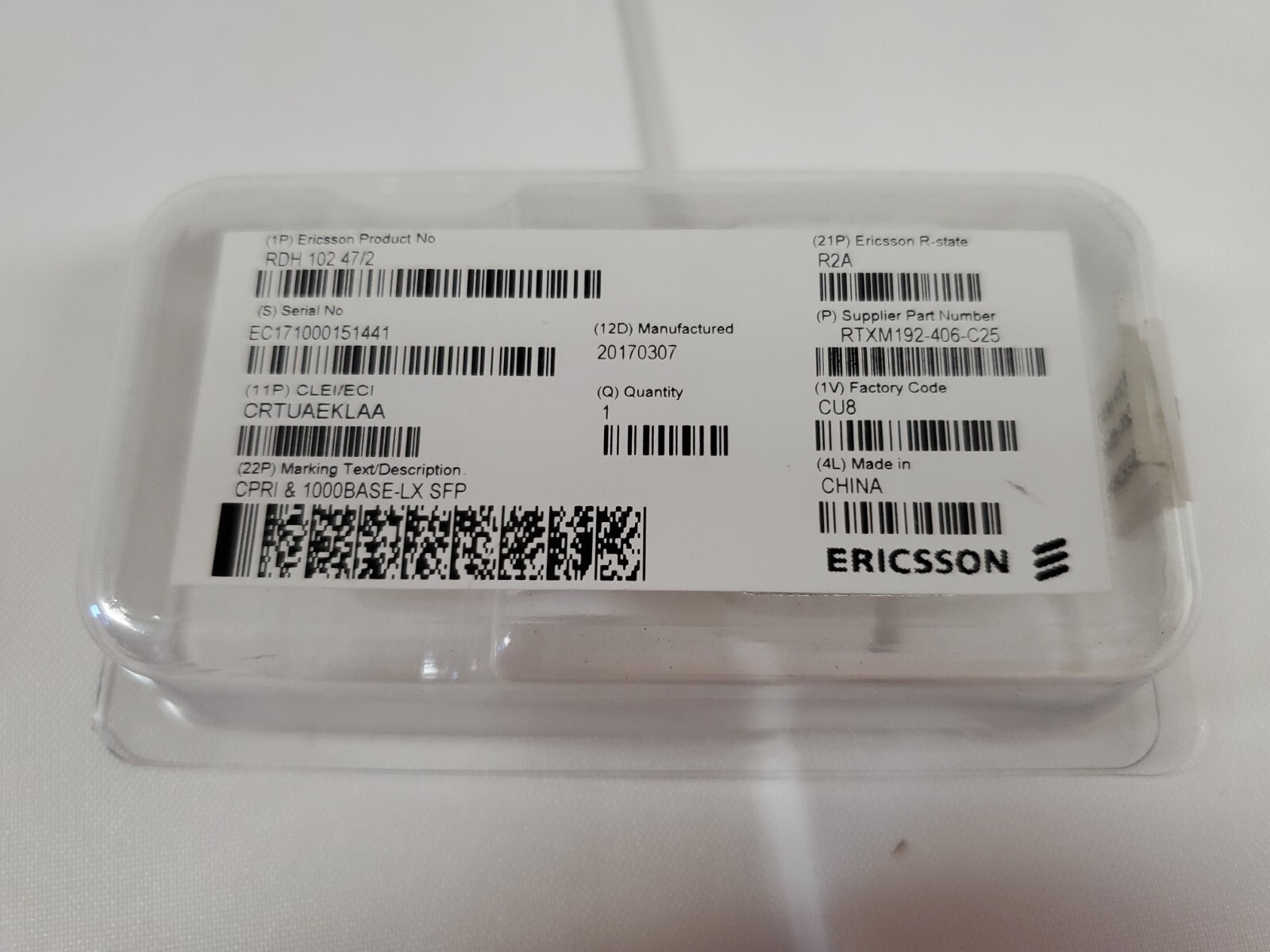 Ericsson RDH 102 47/2, RTXM192-406-C25, SFP, Transceiver Optical Module NEW