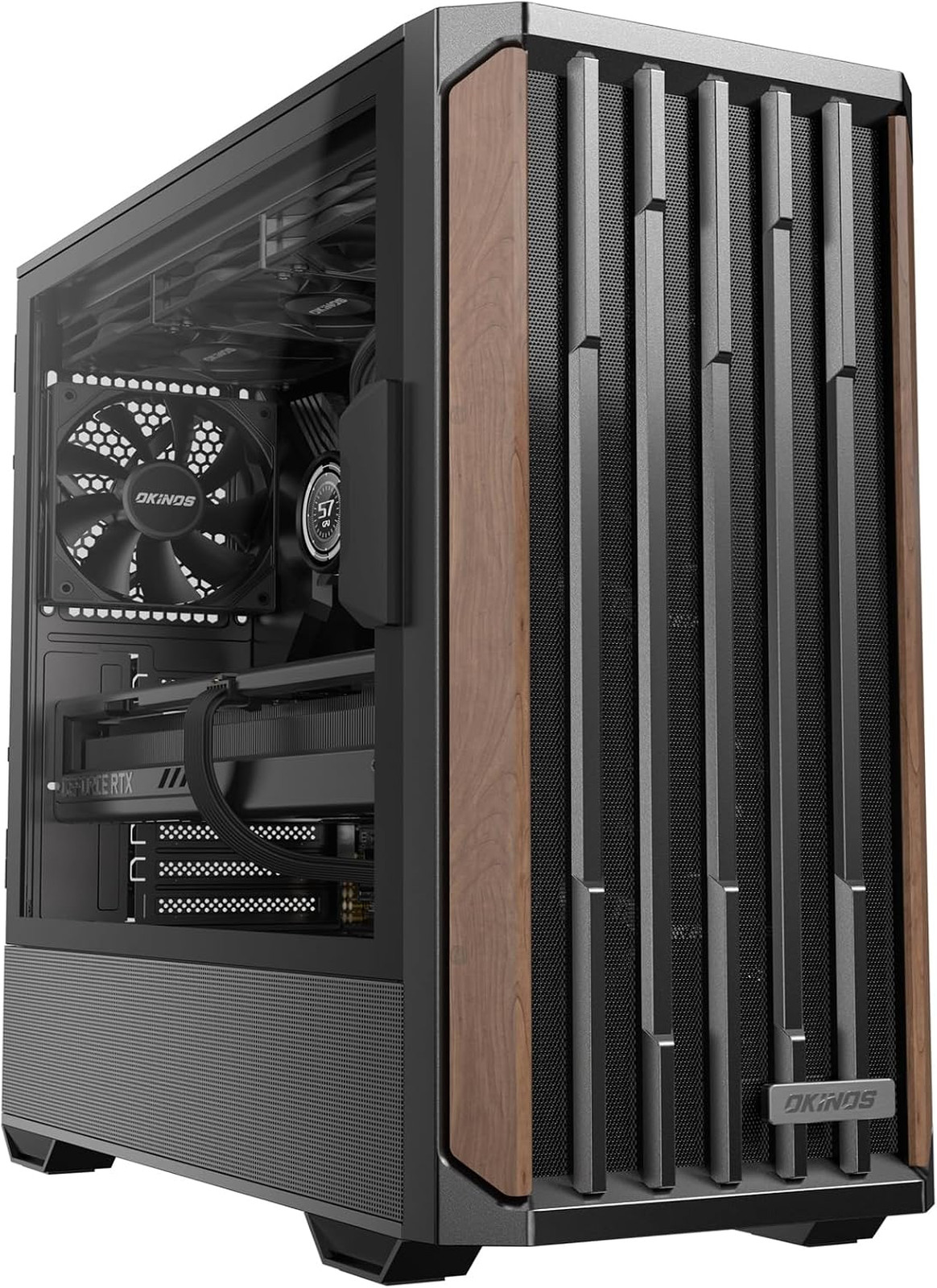Genuine Walnut Wood PC Case, Support 360mm Radiator on Top, Pre-Installed 4 x