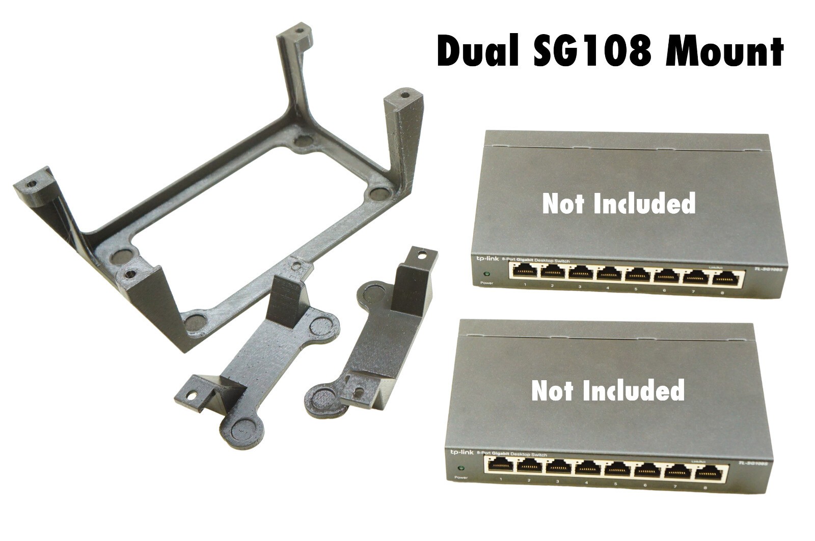 DOUBLE Wall Mount for Dual TP-Link TP-SG108 & TP-SG108E Network Switch PET-G