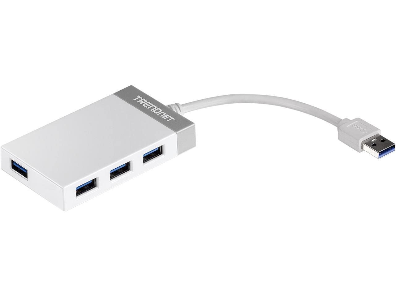TRENDnet 4-Port USB 3.0 Hub, TU3-H4E, Plug & Play, 1 Count (Pack of 1), White 