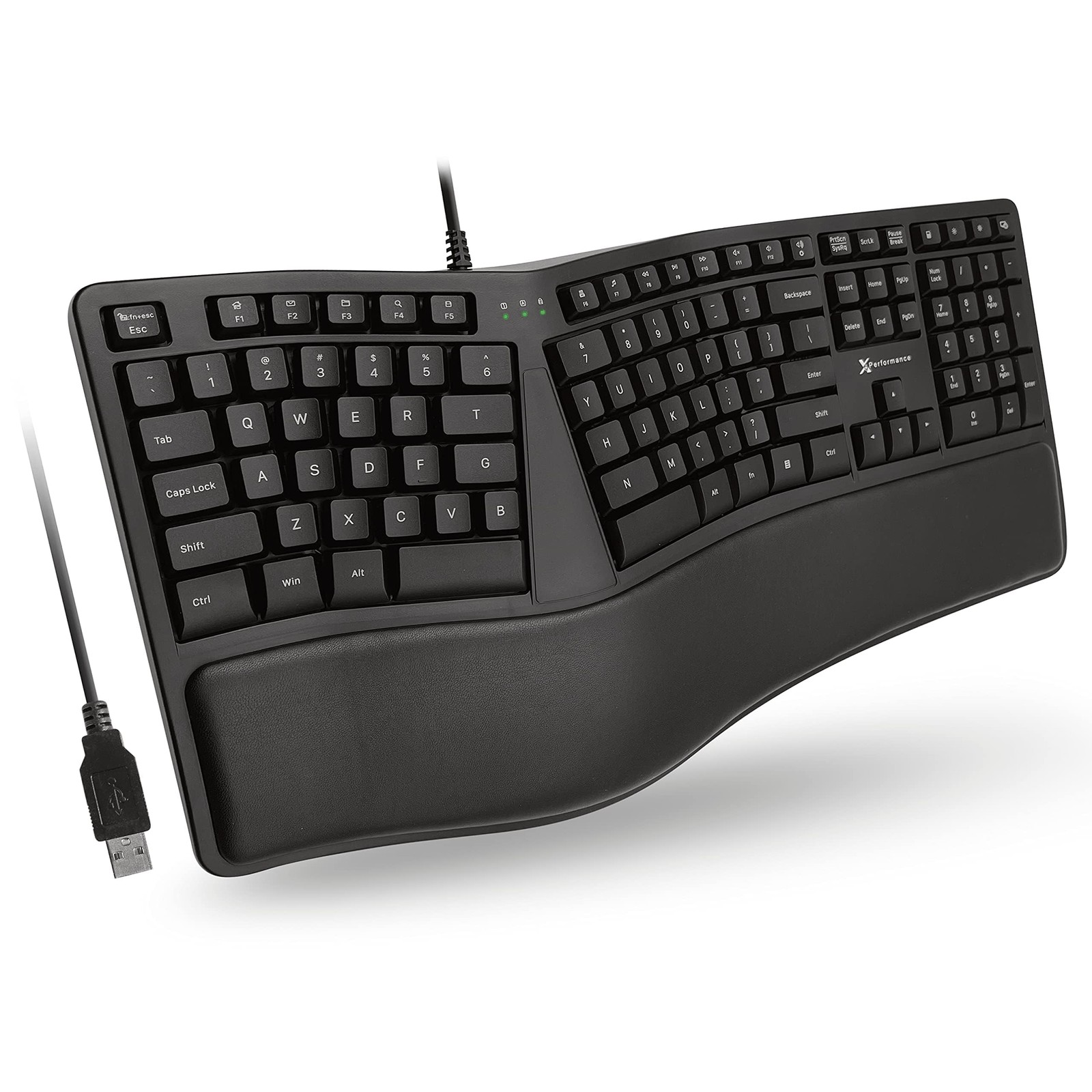 Ergonomic USB Wired Keyboard with Wrist Rest for PC, Laptop & Chrome - 110 Keys