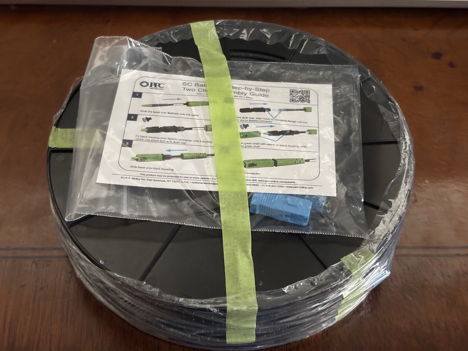 PPC Miniflex Optical Fiber QuikPush Cable Reel-FlexPon QD-392PBBBS3190 190'