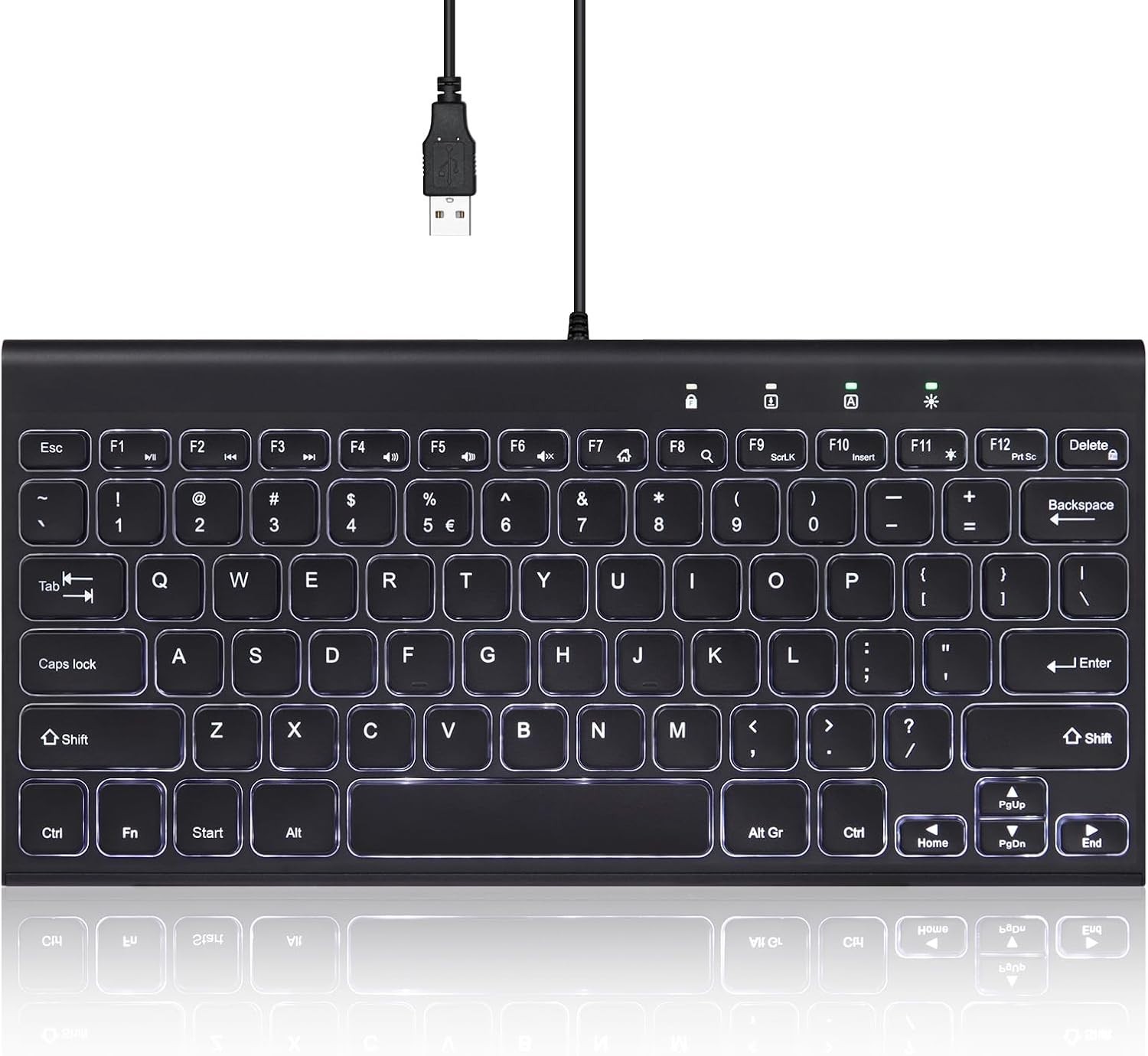 PERIBOARD-429 Wired Mini Backlit Keyboard - Thin and Silent Scissor Keys - Wh...