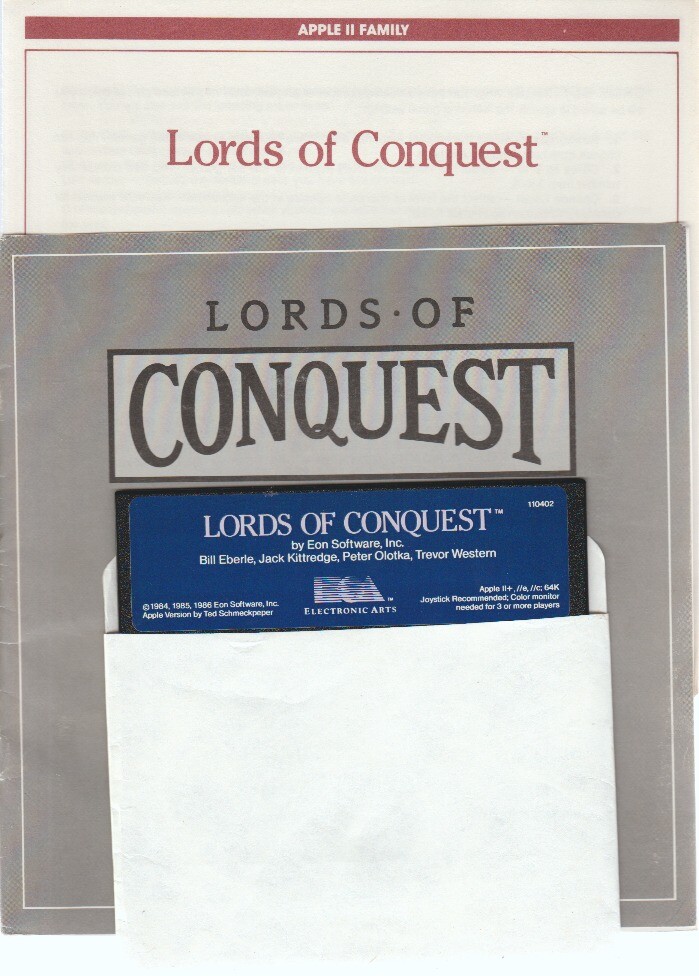 Lords Of Conquest w/ Manuals APPLE II FLOPPY strategy risk board army fleet game