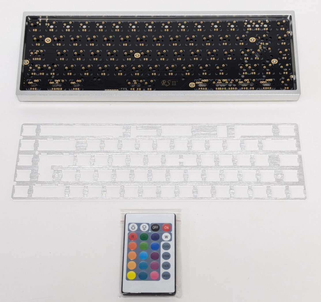 Drop X RED SCARF II+ VER.C 68-KEY CUSTOM KEYBOARD KIT, SILVER CASE, SILVER FEET,