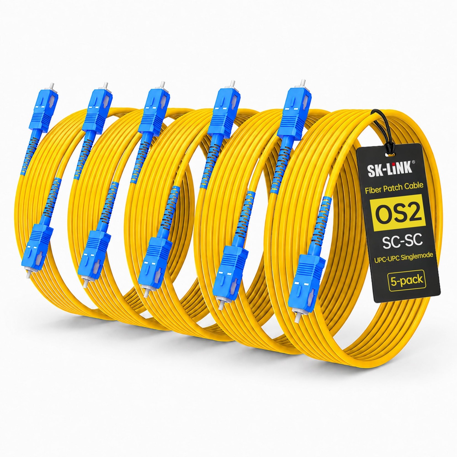 5 PCS OS2 LSZH SCSC UPC Fiber Optic Cord 3m Single Mode 9/125m Jumper Cable