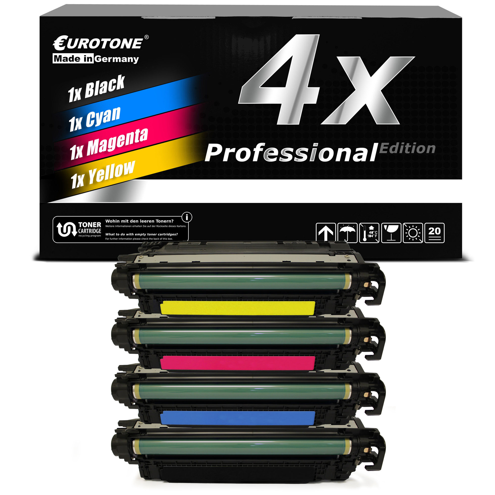 4x Pro Eurotone Cartridge F HP Color M-652dn M-652n Approx. 10.500/12.500 Pages
