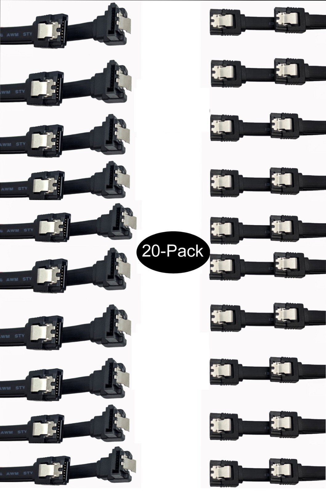 New 20pack 18" Gigabyte SATA III 3 SSD HDD Hard Drive Data Cables Locking Latch