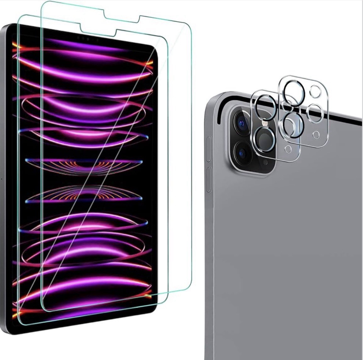 QHOHQ 2+2 Pack Tempered Glass Screen Protector For iPad Pro 12.9 2022,2021,2020