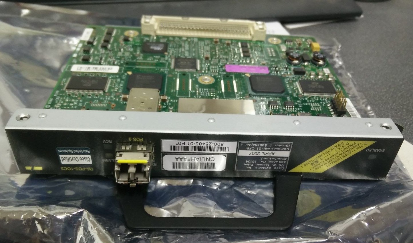 Cisco PA-POS-1OC3 1-Port OC-3/STM-1 Packet-Over-Sonet Port Adapter w/SFP-OC3-IR1