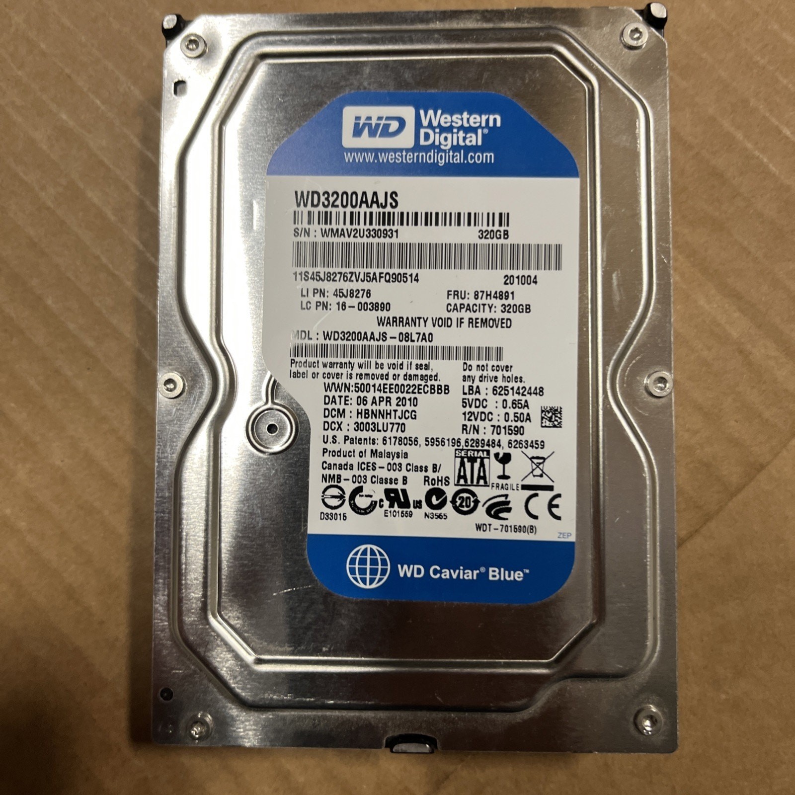 Western Digital WD3200AAJS 320GB 3.5" WD3200AAJS-08L7A0 45J8276 DCM: HBNNHTJCG
