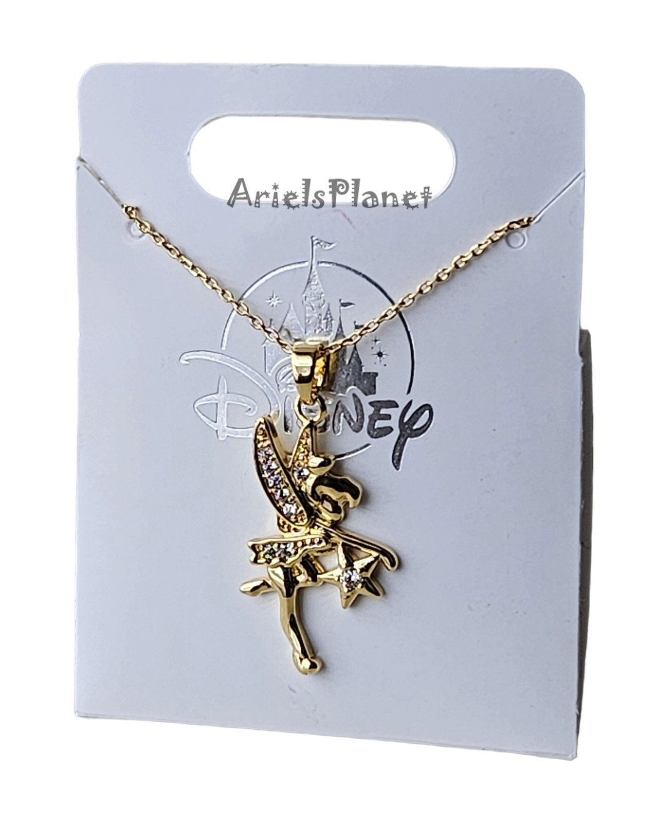 Disney Parks Peter Pan Tinker Bell Gold Toned Necklace