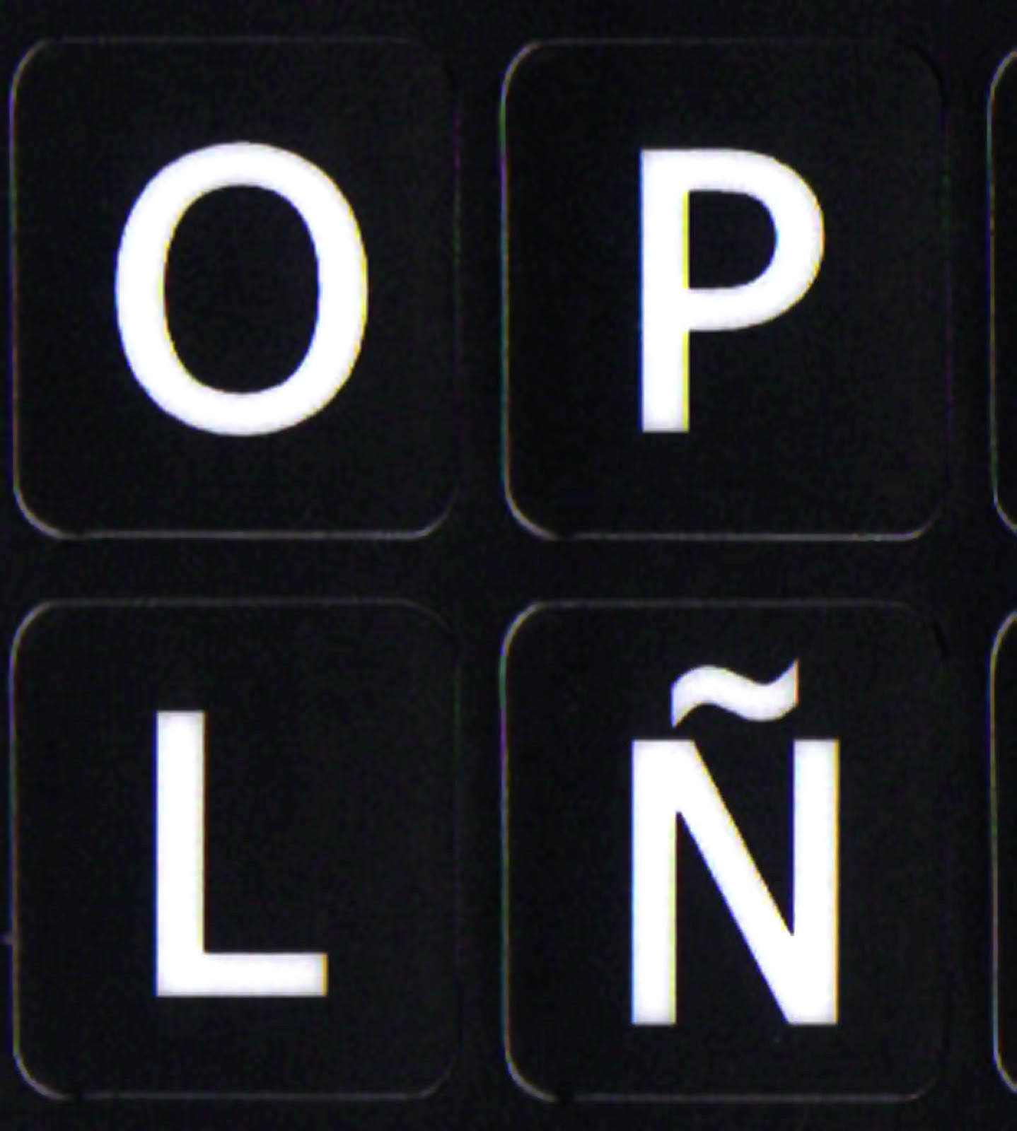 SPANISH LATIN AMERICAN LARGE LETTERS KEYBOARD STICKER NON TRANSPARENT BLACK