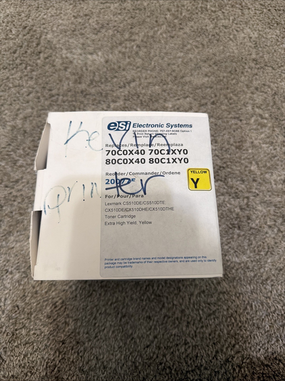 ESI ELECTRONIC SYSTEMS 70C0X40 FOR LEXMARK CS510DE/CS510DTE YELLOW