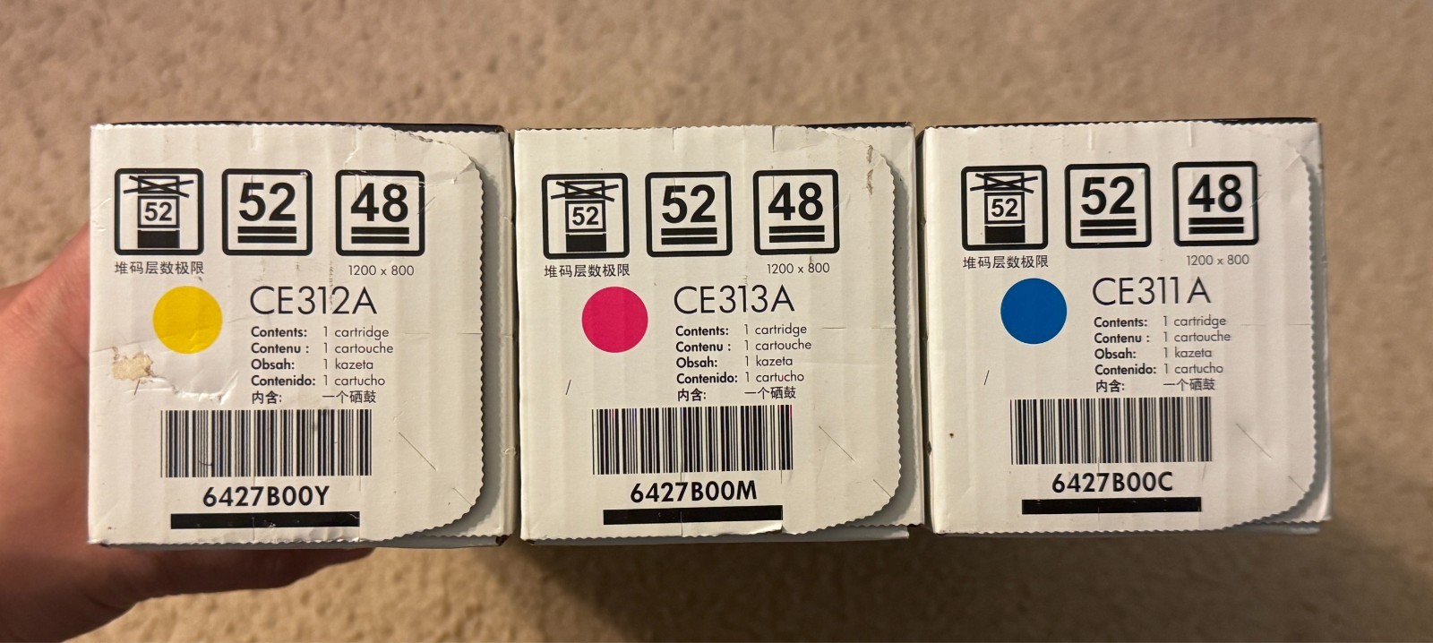 HP 126A Tri-Pack Color Printer Cartridges Cyan Yellow Magenta Laserjet Pro Set 3