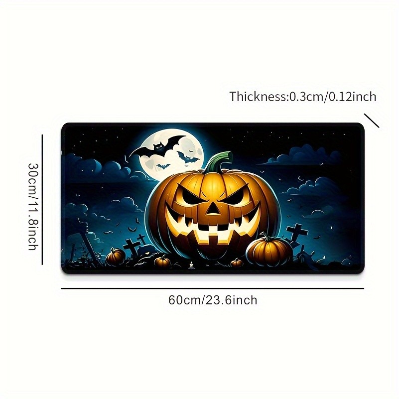 Halloween Pumpkin Lantern Design Large Mouse Pad - 3mm Thick Non-Slip Rubber B