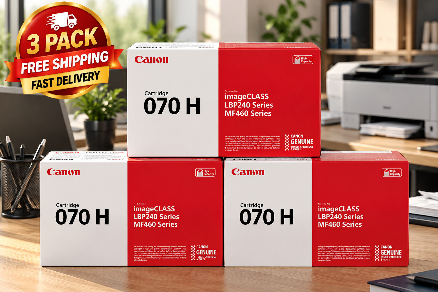 ✅ 3 PACK Canon 070H High Yield Black Toner – Sharp Prints & Extra Page Output ✅