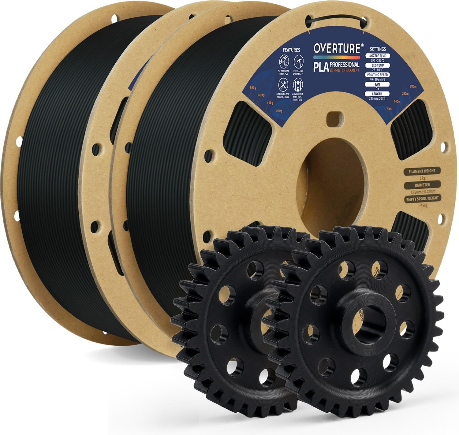 OVERTURE 2KG Bundle PLA Plus (PLA+) 3D Printer Filament 1.75mm